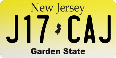 NJ license plate J17CAJ
