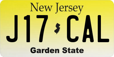 NJ license plate J17CAL