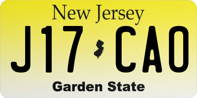 NJ license plate J17CAO