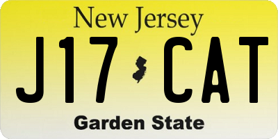 NJ license plate J17CAT