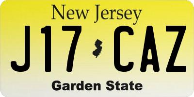 NJ license plate J17CAZ