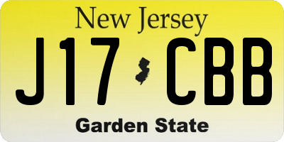NJ license plate J17CBB