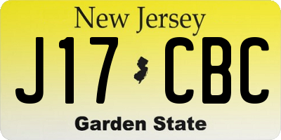 NJ license plate J17CBC