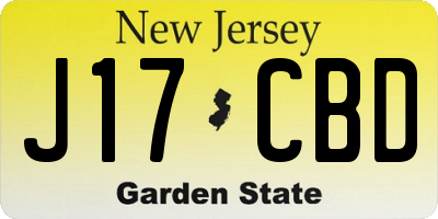 NJ license plate J17CBD