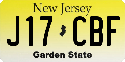 NJ license plate J17CBF