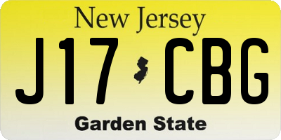 NJ license plate J17CBG