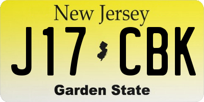 NJ license plate J17CBK