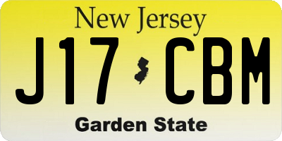 NJ license plate J17CBM