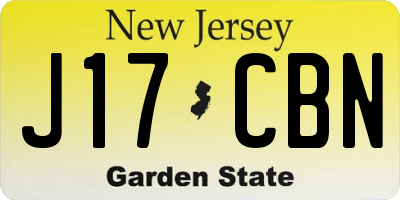 NJ license plate J17CBN