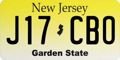 NJ license plate J17CBO