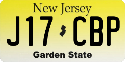NJ license plate J17CBP