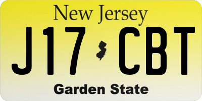 NJ license plate J17CBT