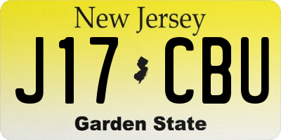 NJ license plate J17CBU