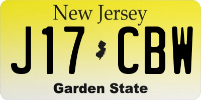 NJ license plate J17CBW