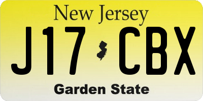 NJ license plate J17CBX