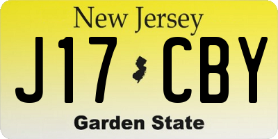 NJ license plate J17CBY