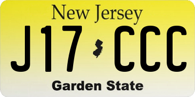 NJ license plate J17CCC