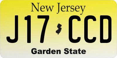 NJ license plate J17CCD