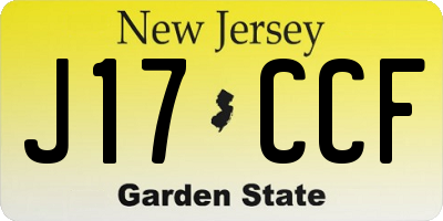 NJ license plate J17CCF