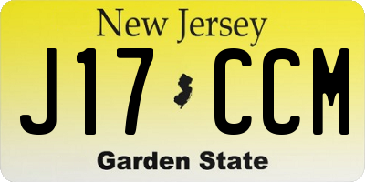 NJ license plate J17CCM