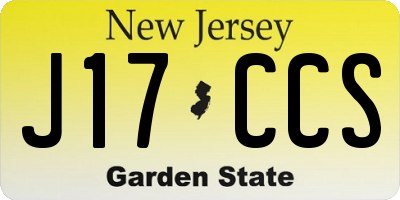 NJ license plate J17CCS