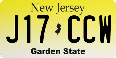 NJ license plate J17CCW