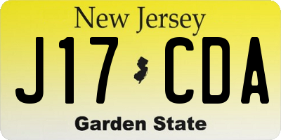 NJ license plate J17CDA