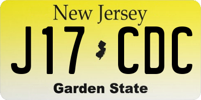 NJ license plate J17CDC