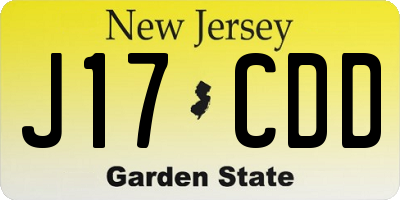 NJ license plate J17CDD