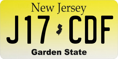 NJ license plate J17CDF