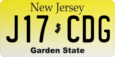 NJ license plate J17CDG