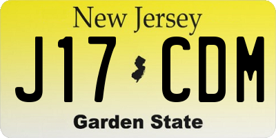 NJ license plate J17CDM