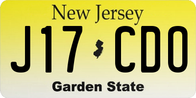 NJ license plate J17CDO