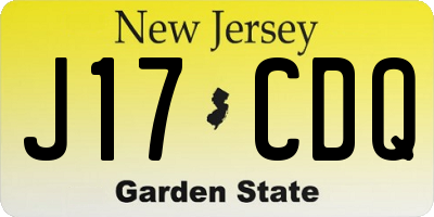 NJ license plate J17CDQ