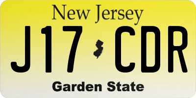 NJ license plate J17CDR