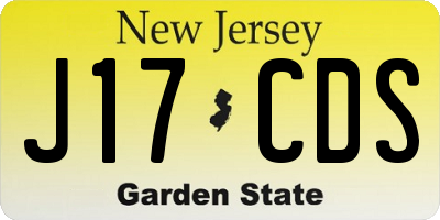 NJ license plate J17CDS