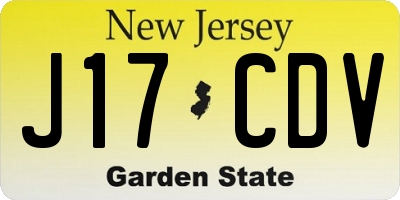 NJ license plate J17CDV