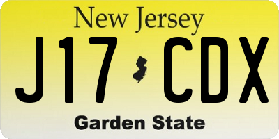 NJ license plate J17CDX