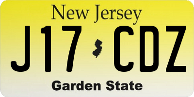 NJ license plate J17CDZ