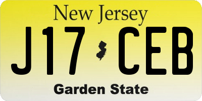 NJ license plate J17CEB