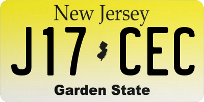 NJ license plate J17CEC