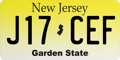 NJ license plate J17CEF
