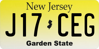 NJ license plate J17CEG