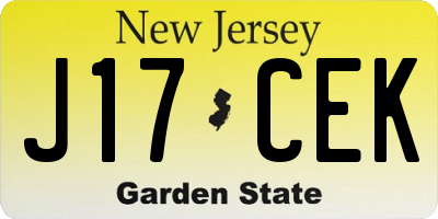 NJ license plate J17CEK