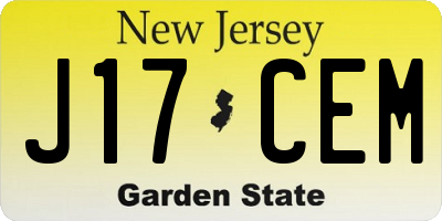 NJ license plate J17CEM