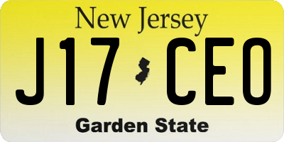 NJ license plate J17CEO