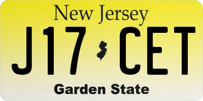 NJ license plate J17CET