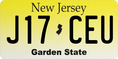 NJ license plate J17CEU