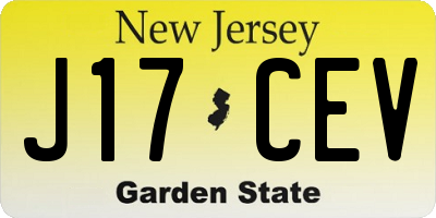 NJ license plate J17CEV