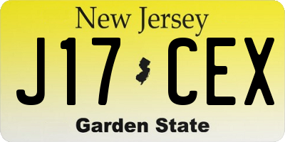 NJ license plate J17CEX